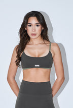 BICOLOR TOP - OLIVE GREEN